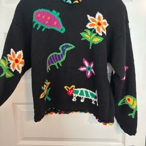 Ali Miles Black Sweater with Colorful Accents